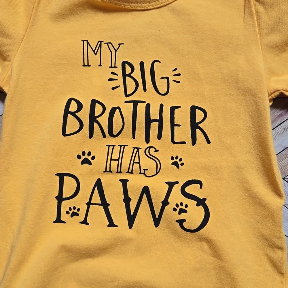 My Big Brother Has Paws Baby Onesie Funny Puppy Pet Lover Baby Shower Gift 6-9M - Picture 5 of 6